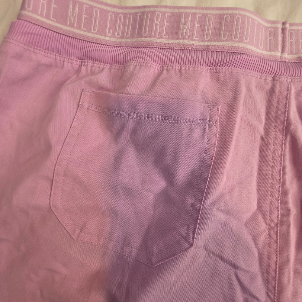 Med Couture Touch Cargo Scrub Pants Women XL Lilac Good Stretch Pockets - Picture 12 of 13
